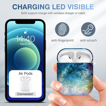 For Airpods Case Cover, for Airpods Protective Case Shockproof Hard PC Cover Skin Kit with Keychain for Girls Men Women Compatible with for Airpods 2& 1 Charging Case [Front LED Visible]
