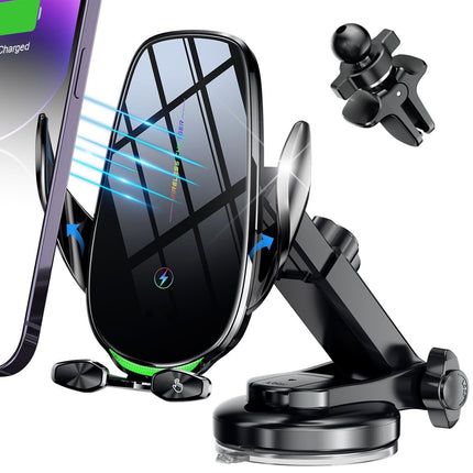 Wireless Car Charger, 15W Fast Wireless Charger for Car Auto-Clamping, Fit Fo...