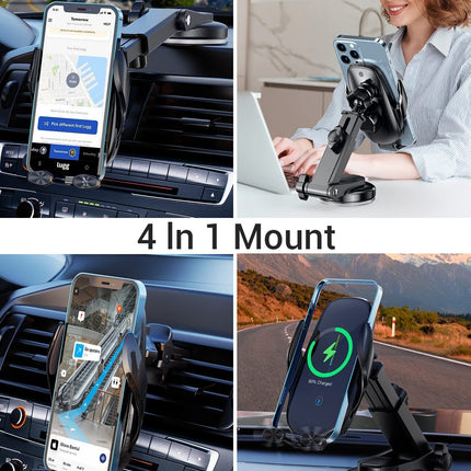 Wireless Car Charger, 15W Fast Wireless Charger for Car Auto-Clamping, Fit Fo...