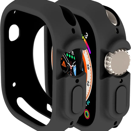 Compatible with Apple Watch Ultra 49 Mm Case All-Round Shockproof TPU Silicone Protective Cover Bumper Shock-Absorbing Scratch-Resistant Protective Case for Apple Watch Ultra 49 Mm (Black)