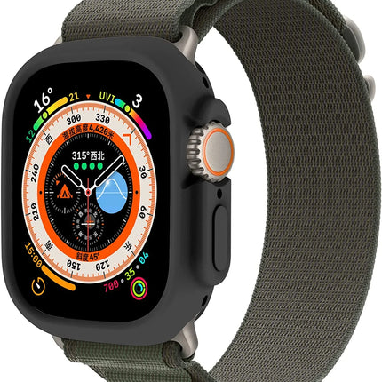 Compatible with Apple Watch Ultra 49 Mm Case All-Round Shockproof TPU Silicone Protective Cover Bumper Shock-Absorbing Scratch-Resistant Protective Case for Apple Watch Ultra 49 Mm (Black)